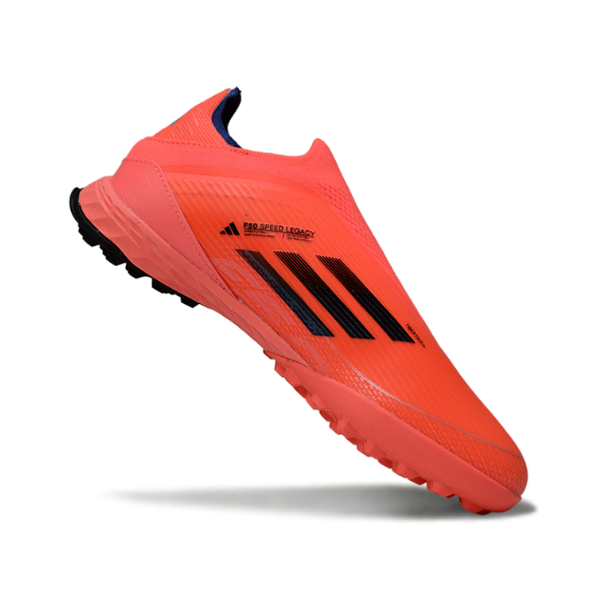 Botas de fútbol Adidas F50 Elite sin cordones para niños, color rojo, para césped artificial (TF)