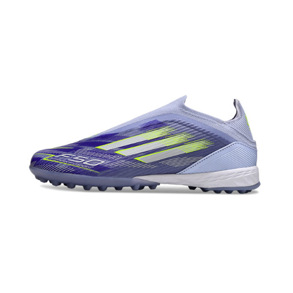 Botas de fútbol Adidas F50 Elite Laceless Sparkfusion Purple Turf TF para niños