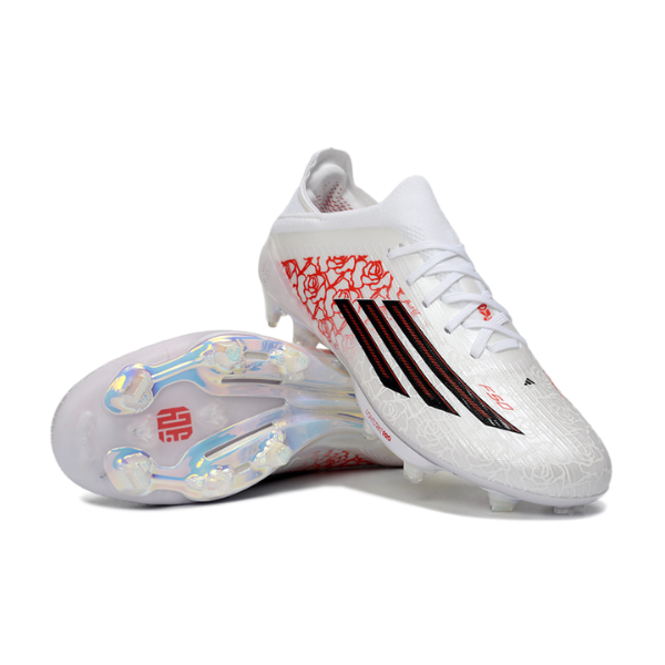 Botas de fútbol Adidas F50+ Elite Lamine Yamal Pack Firm Ground FG para niños, color blanco