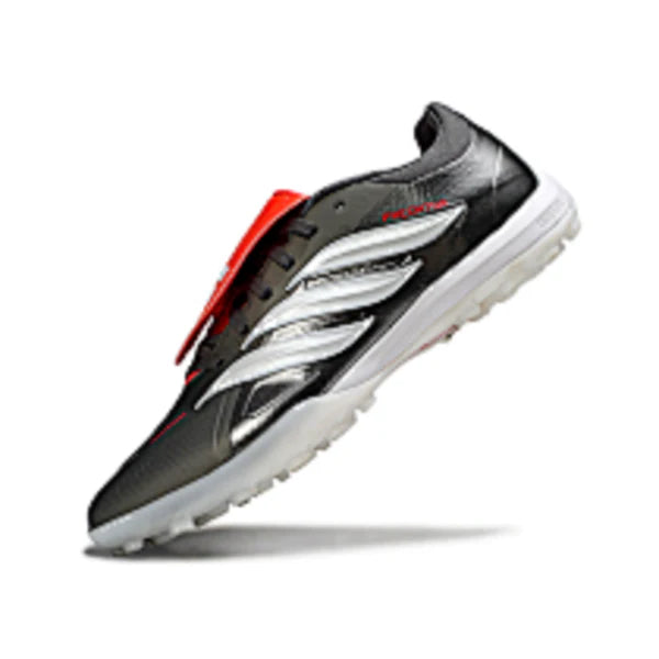 Botas de fútbol Adidas Predator 26 Elite Tongue Turf TF, color gris, blanco y naranja