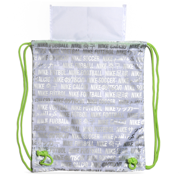 Bolsa para botas Nike plateada y verde