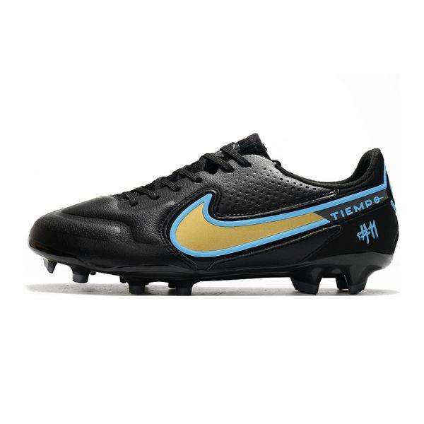 Botas de fútbol Nike Tiempo Legend 9 Elite FG para terreno firme, color negro y amarillo