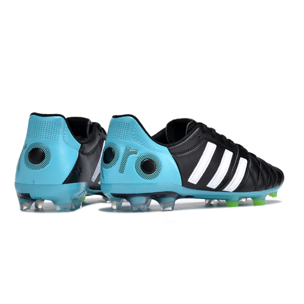 Botas de fútbol Adidas Adipure 11Pro FG para terreno firme, color negro y azul claro