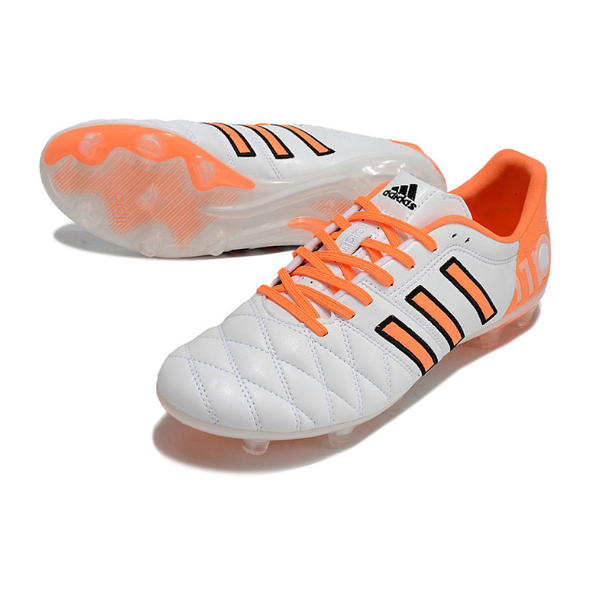 Botas de fútbol Adidas Adipure 11Pro Firm Ground FG, color blanco y naranja