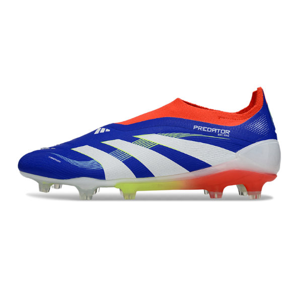 Botas de fútbol Adidas Predator 25 Elite sin cordones, color azul, para terreno firme FG