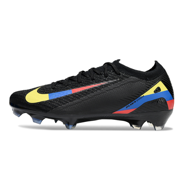 Botas de fútbol Nike Air Zoom Mercurial Vapor 16 Elite FG para terreno firme, color negro, amarillo, azul y rojo