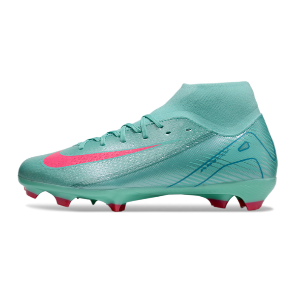 Botas de fútbol Nike Air Zoom Mercurial Superfly 10 Academy AG para césped artificial azul claro y rosa