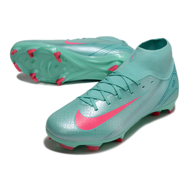Botas de fútbol Nike Air Zoom Mercurial Superfly 10 Academy AG para césped artificial azul claro y rosa