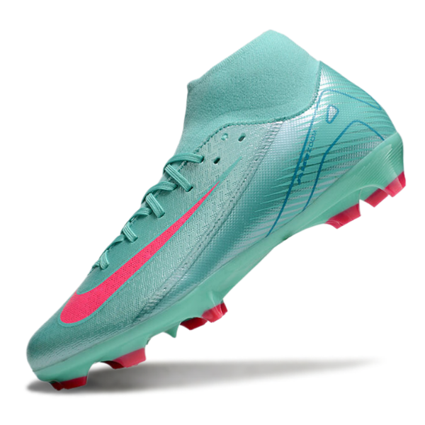 Botas de fútbol Nike Air Zoom Mercurial Superfly 10 Academy AG para césped artificial azul claro y rosa
