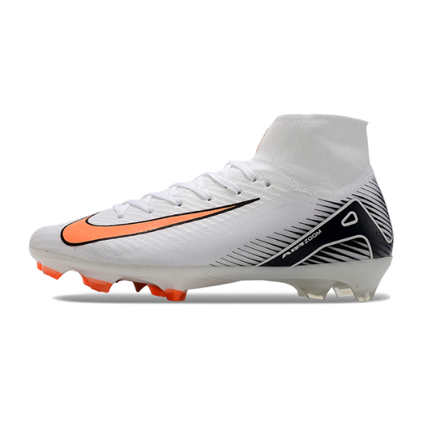 Nike Air Zoom Mercurial Superfly 10 Elite White Black and Orange Firm Ground FG Football Boot
