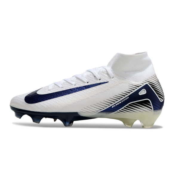 Nike Air Zoom Mercurial Superfly 10 Elite White and Blue Firm Ground FG Football Boot