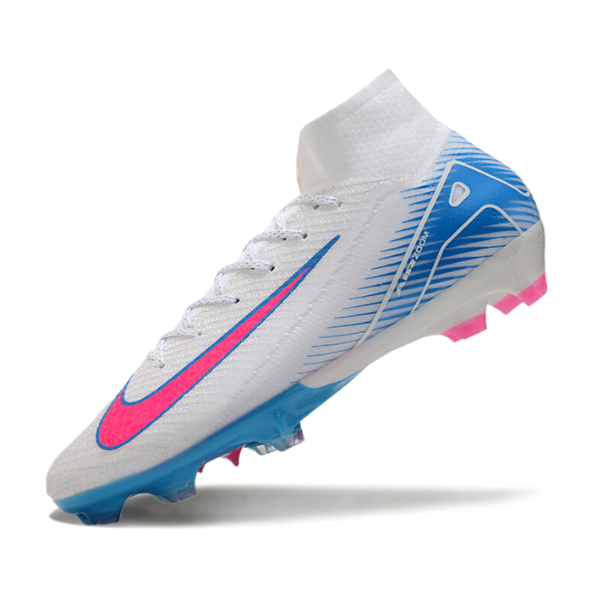 Nike Air Zoom Mercurial Superfly 10 Elite White Pink and Blue Firm Ground FG Football Boot