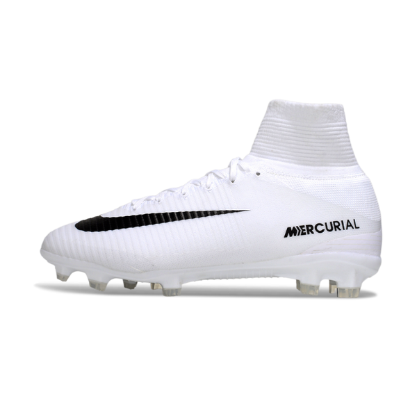 Botas de fútbol Nike Mercurial Superfly 5 Elite FG para terreno firme, color blanco y negro
