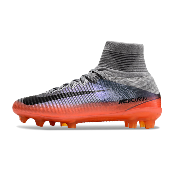 Botas de fútbol Nike Mercurial Superfly 5 Elite FG para terreno firme, color gris y naranja