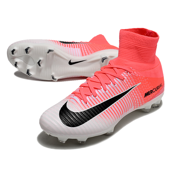 Botas de fútbol Nike Mercurial Superfly 5 Elite FG para terreno firme, color blanco y rosa