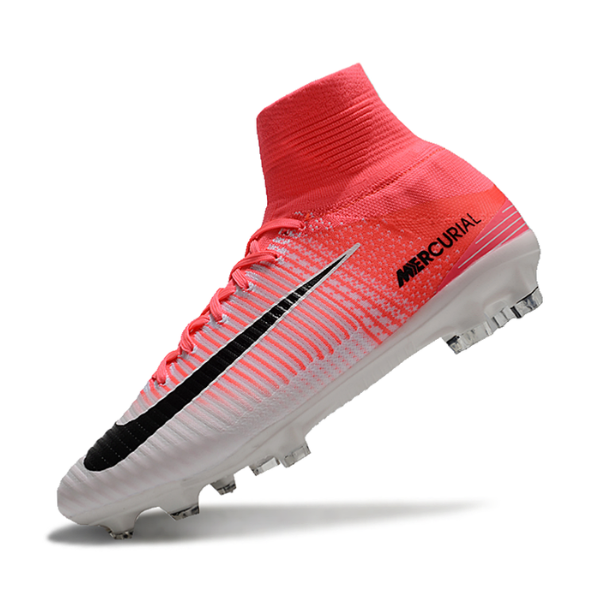 Botas de fútbol Nike Mercurial Superfly 5 Elite FG para terreno firme, color blanco y rosa