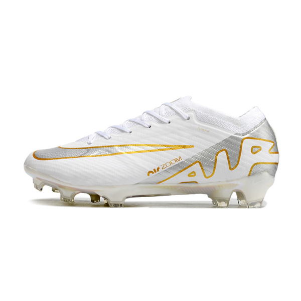 Nike Zoom Mercurial Vapor 15 Elite White Silver and Gold Firm Ground FG Football Boot