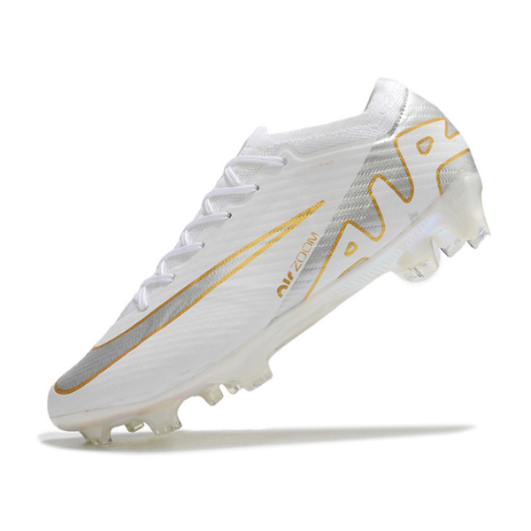 Nike Zoom Mercurial Vapor 15 Elite White Silver and Gold Firm Ground FG Football Boot