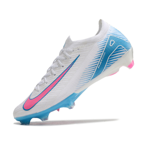 Botas de fútbol Nike Air Zoom Mercurial Vapor 16 Elite FG para terreno firme, color blanco, azul y rosa
