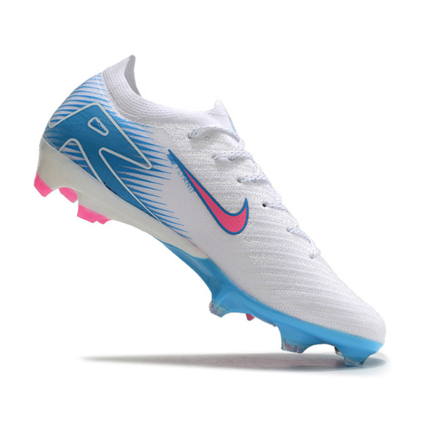 Botas de fútbol Nike Air Zoom Mercurial Vapor 16 Elite FG para terreno firme, color blanco, azul y rosa