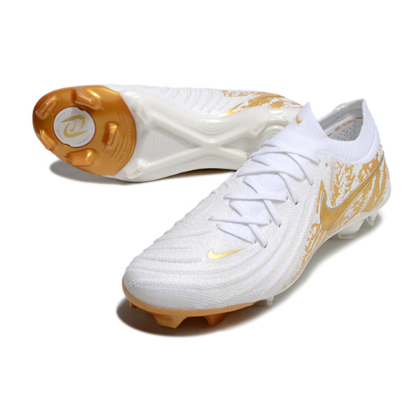 Botas de fútbol Nike Phantom GX2 Elite FG para terreno firme, color blanco y dorado