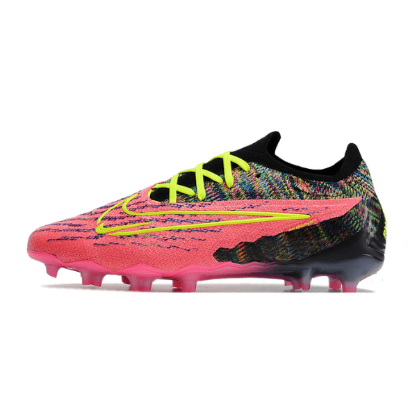 Botas de fútbol Nike Phantom GX Elite para terreno firme, color rosa, negro y verde, FG