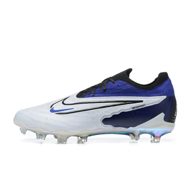 Botas de fútbol Nike Phantom GX Elite FG para terreno firme, color blanco, azul y negro