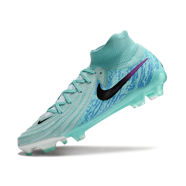 Botas de fútbol Nike Phantom Luna 2 Elite FG para terreno firme, color azul claro y negro