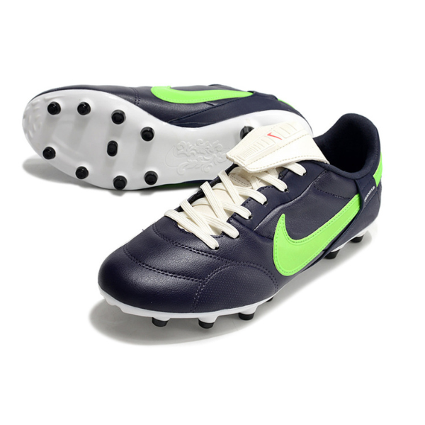 Botas de fútbol Nike Premier 3 FG para terreno firme, color azul, blanco y verde