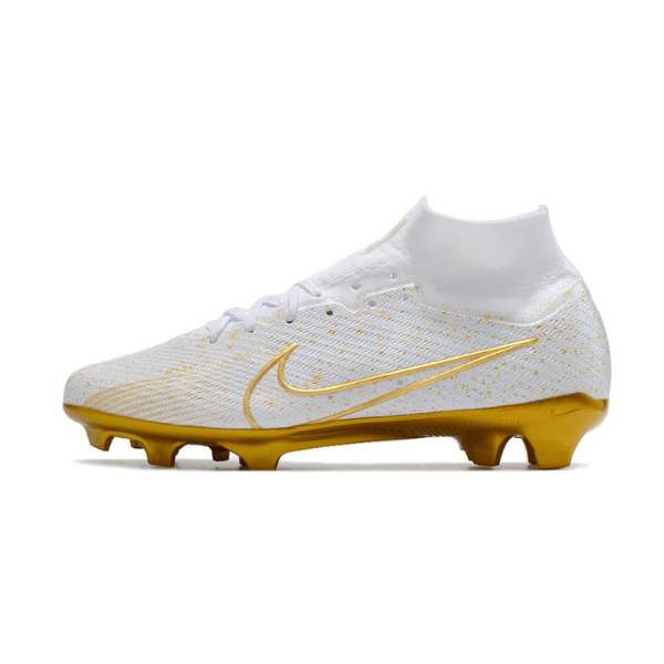 Nike Zoom Mercurial Superfly 9 Elite White and Gold Firm Ground FG Football Boot