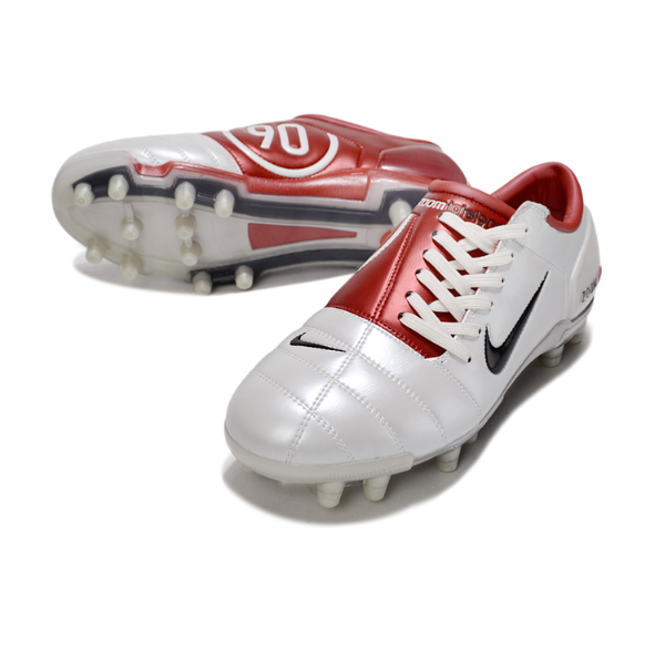 Botas de fútbol Nike Total 90 III FG para terreno firme, color blanco y rojo