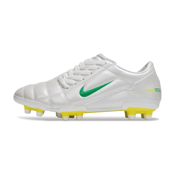 Nike Total 90 III White Green and Yellow Firm Ground FG Football Boot