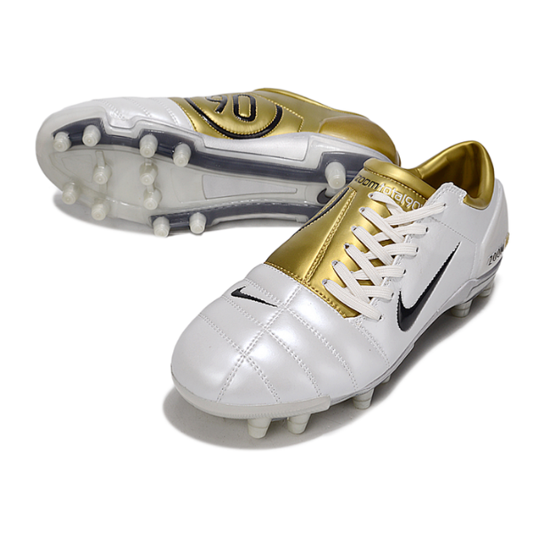 Botas de fútbol Nike Total 90 III FG para terreno firme, color blanco y dorado