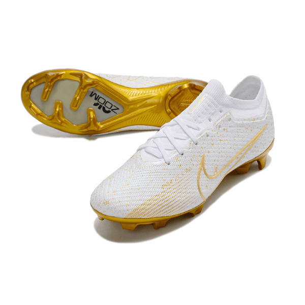 Nike Zoom Mercurial Vapor 15 Elite White and Gold Firm Ground FG Football Boot