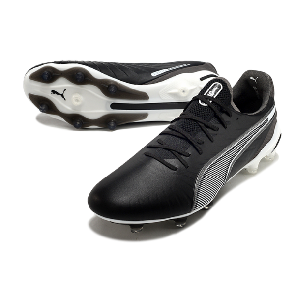 Botas de fútbol Puma King Ultimate Eclipse Pack FG para terreno firme, color negro y gris