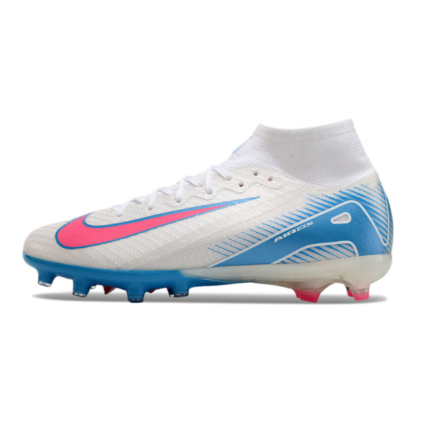 Nike Air Zoom Mercurial Superfly 10 Elite Kids White Light Blue and Pink Artificial Ground AG Football Boot