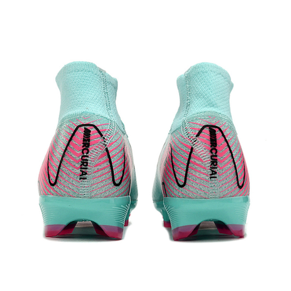 Botas de fútbol Nike Air Zoom Mercurial Superfly 10 Elite para niños, color azul claro y rosa, para terreno firme FG