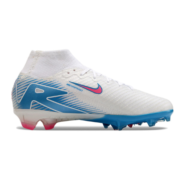 Nike Air Zoom Mercurial Superfly 10 Elite White Blue and Pink Firm Ground FG Kids Football Boot