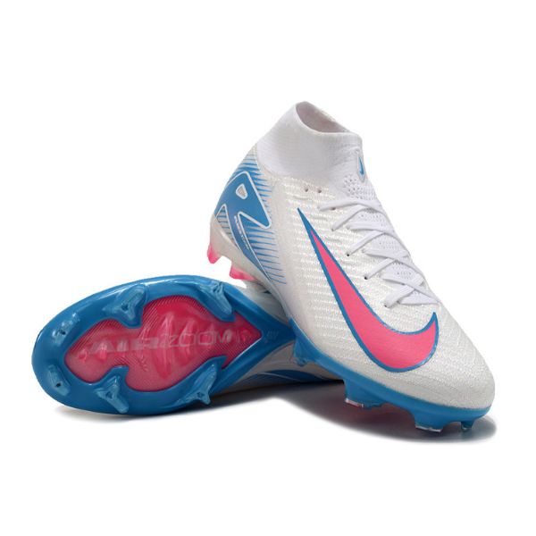 Nike Air Zoom Mercurial Superfly 10 Elite White Blue and Pink Firm Ground FG Kids Football Boot