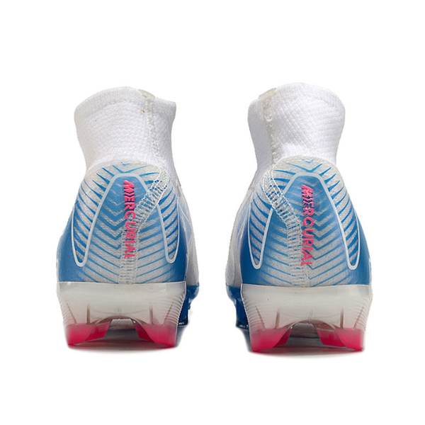 Nike Air Zoom Mercurial Superfly 10 Elite White Blue and Pink Firm Ground FG Kids Football Boot