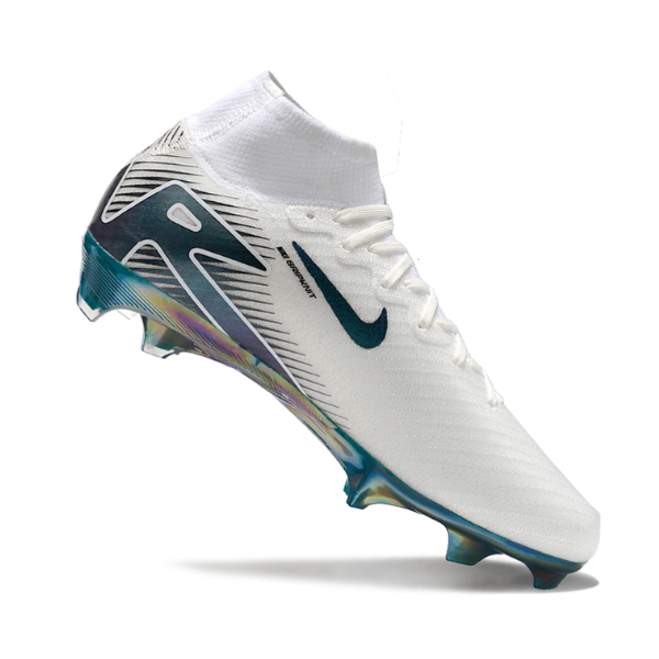 Nike Air Zoom Mercurial Superfly 10 Elite White and Green Firm Ground FG Kids Football Boot