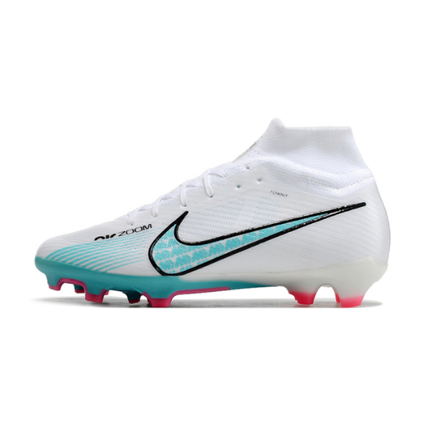 Nike Zoom Mercurial Superfly 9 Elite White Blue and Pink Firm Ground FG Kids Football Boot