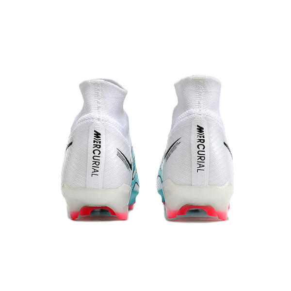 Nike Zoom Mercurial Superfly 9 Elite White Blue and Pink Firm Ground FG Kids Football Boot