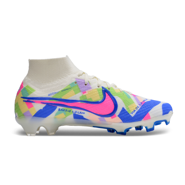 Nike Zoom Mercurial Superfly 9 Elite White and Colorful Firm Ground FG Kids Football Boot