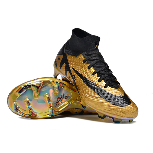 Nike Zoom Mercurial Superfly 9 Elite Gold and Black Firm Ground FG Kids Football Boot