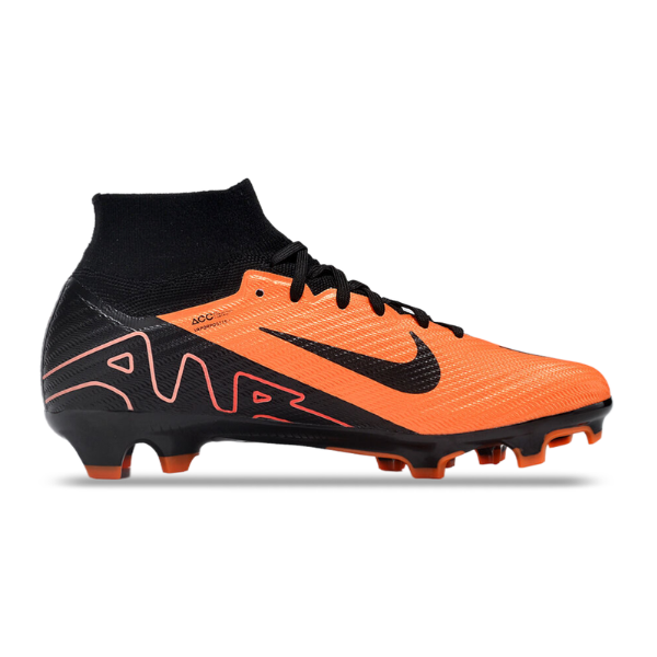 Nike Zoom Mercurial Superfly 9 Elite Orange and Black Firm Ground FG Kids Football Boot