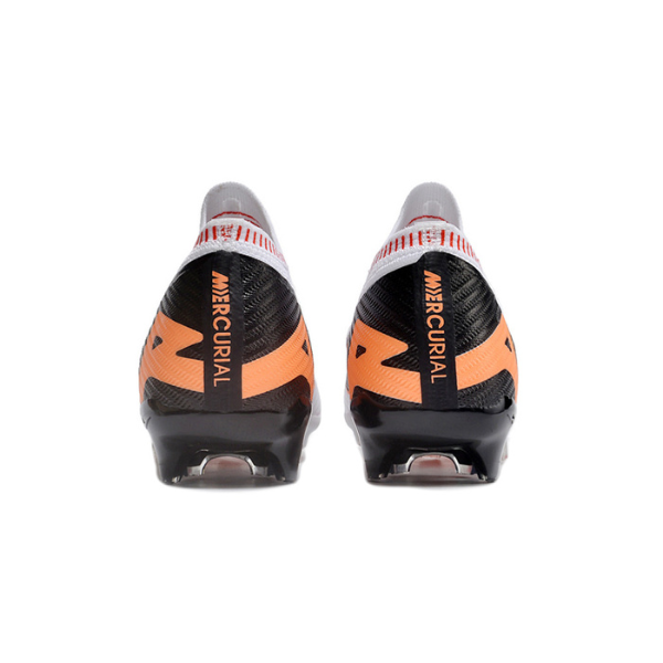 Nike Zoom Mercurial Vapor 15 Elite White Black and Orange Firm Ground FG Kids Football Boot