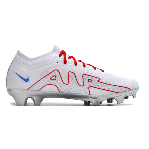 Nike Zoom Mercurial Vapor 15 Elite White Red and Silver Firm Ground FG Kids Football Boot