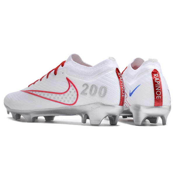 Nike Zoom Mercurial Vapor 15 Elite White Red and Silver Firm Ground FG Kids Football Boot