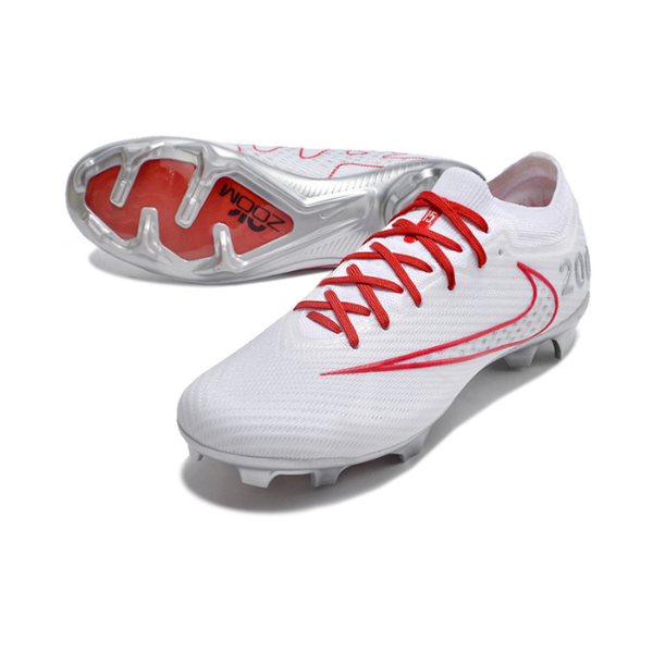 Nike Zoom Mercurial Vapor 15 Elite White Red and Silver Firm Ground FG Kids Football Boot